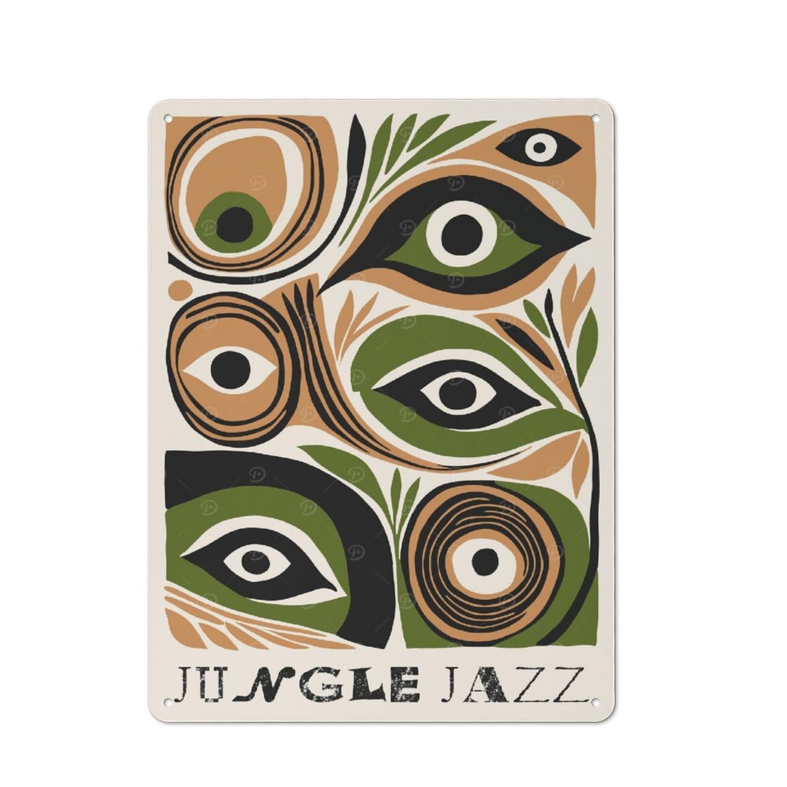 Junmoney Style-14 Jungle Jazz Music Art Decorative Metal Plaque 40X30cm, Loft Style Urban Room Decor For Flat, Bar, Studio Or Gallery Wall