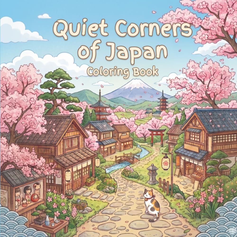 Quiet Corners of Japan: A Relaxing Coloring Book of Peaceful Scenes, Cozy Interiors, Cherry Blossoms & Tranquil Japanese Landscapes for Stress Relief