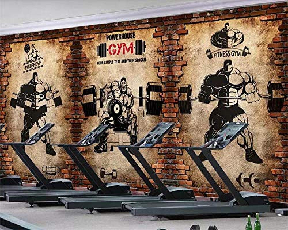 Art Wallpaper 300Cm×210Cm(B×H) Zzxiao Sports Fitness Club Weightlifting Background Wall Murals 3D Wallpaper Non-Woven Silk Custom 3D Wallpaper Paste Living Room The Wall For Bedroom Mural Border-300Cm×210Cm