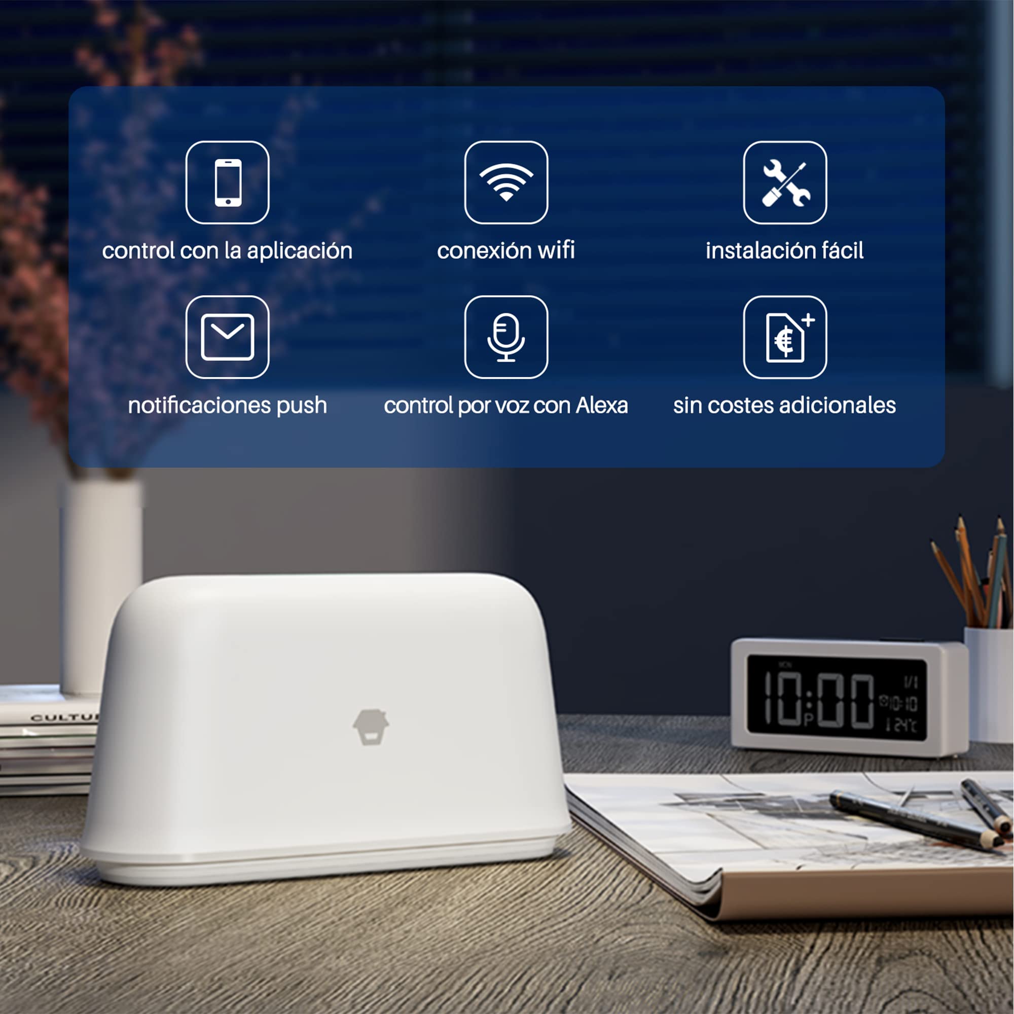 Chuango OV-300 - Sistema de Alarma Inteligente WiFi, Fácil Instalación, Controlable con Aplicación Móvil, Ampliable con 10 Mandos a Distancia y 50 Sensores, Compatible con Alexa y Google Assistant