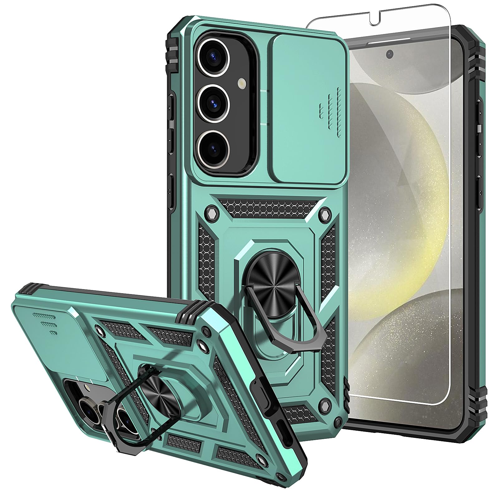 SKMY for Samsung Galaxy S25 Case,Galaxy S24 Case,with Screen Protectors and Camera Cover,[Military Grade] 16ft.Drop Tested Cover with Magnetic