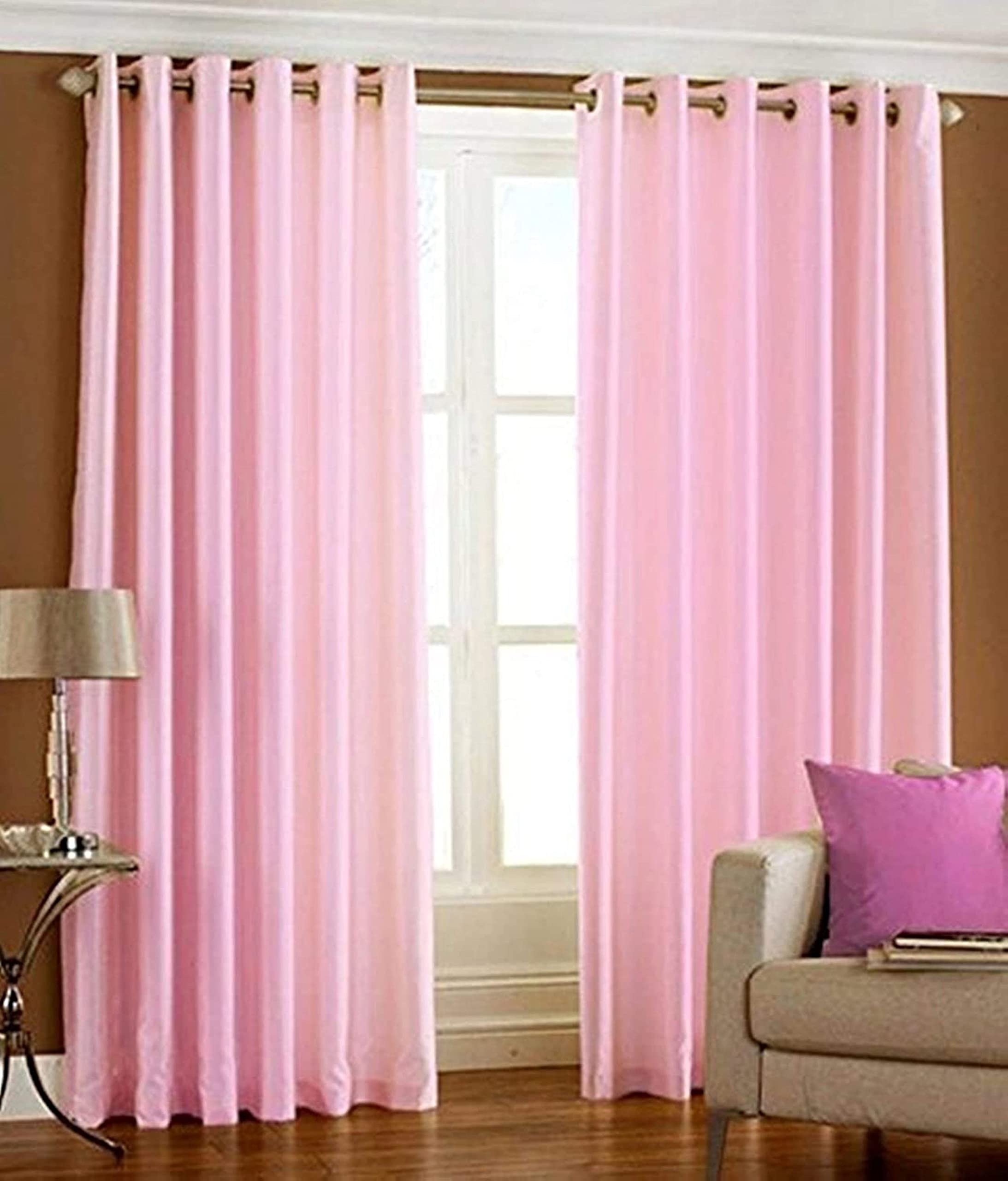 Galaxy Home Decor Solid Plain Curtains for Window 5 Feet, Pack of 1, Baby Pink