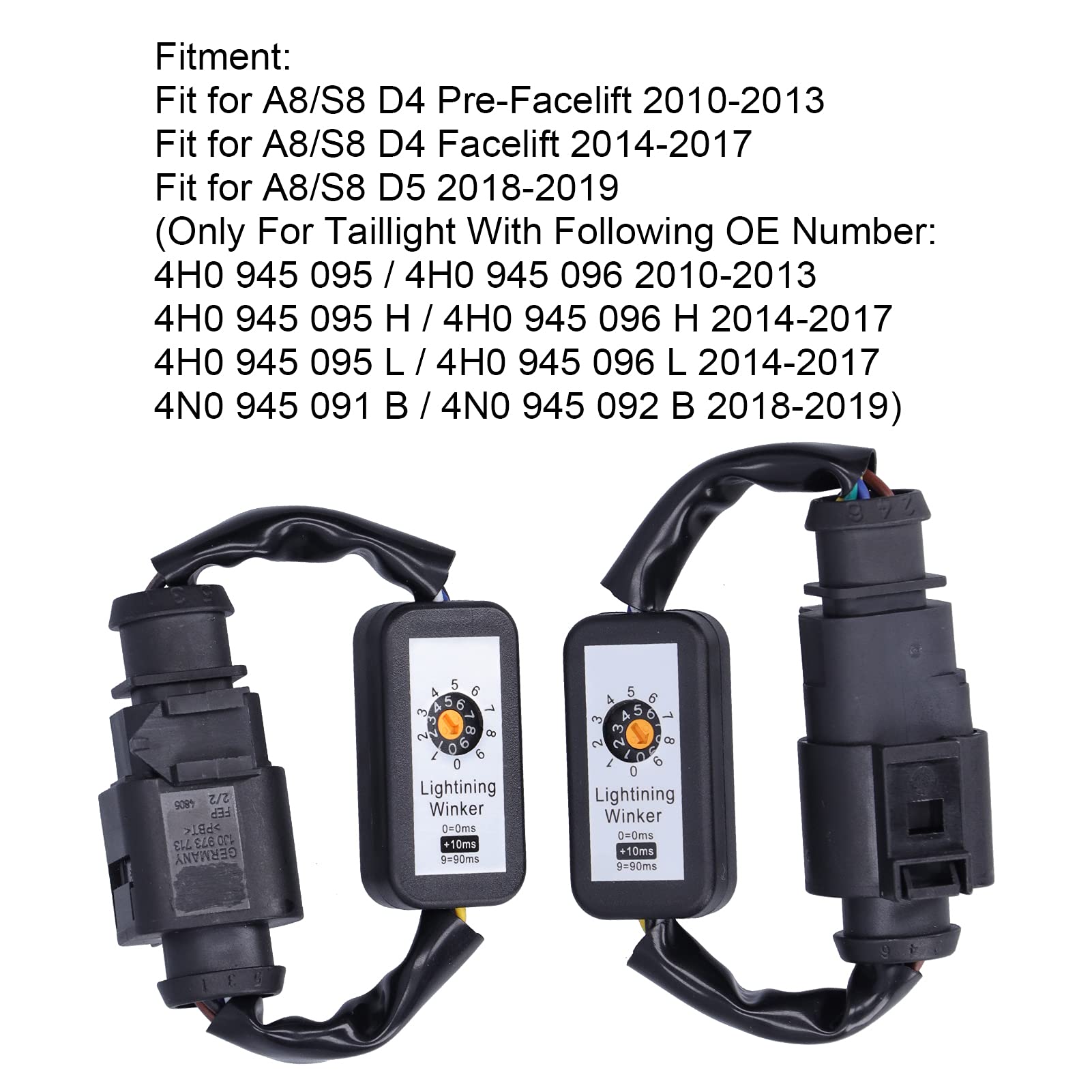Qiilu Dynamisches Blinkermodul, Dynamisches Blinkermodul, 6-Pin LED Rücklichter Dynamischer Blinker Adapter Kabelbaum PBT+FEP Blinker Modul Kits Für S8 D4 D5 2010-2019 (1 Paar)