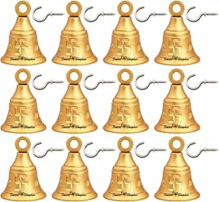 Smart Shophar Brass Jingle Decorative Bell 2 Inches, Heigth 2.3 Inches Gold, Pack of 12 - Charming and Melodious Jingle Bell Set - Classic Design, Easy Hanging, Rich Sound/Grill Door