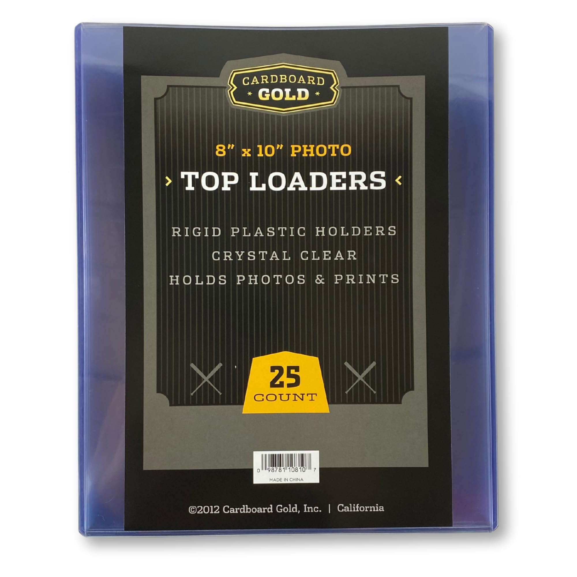 Cardboard Gold 8x10 Top Loaders - Crystal Clear PVC Holders for Photos, Prints & Documents - Rigid & Non-Harmful Material, No Plasticizers - Protect, Store & Display 8x10 Photographs (25 Toploaders)
