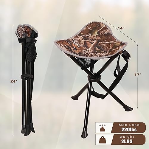 Miniatura 8 de RedSwing Taburete de campamento plegable, portátil y ligero, trípode alto, para pesca, mochilero, senderismo, caza, azul