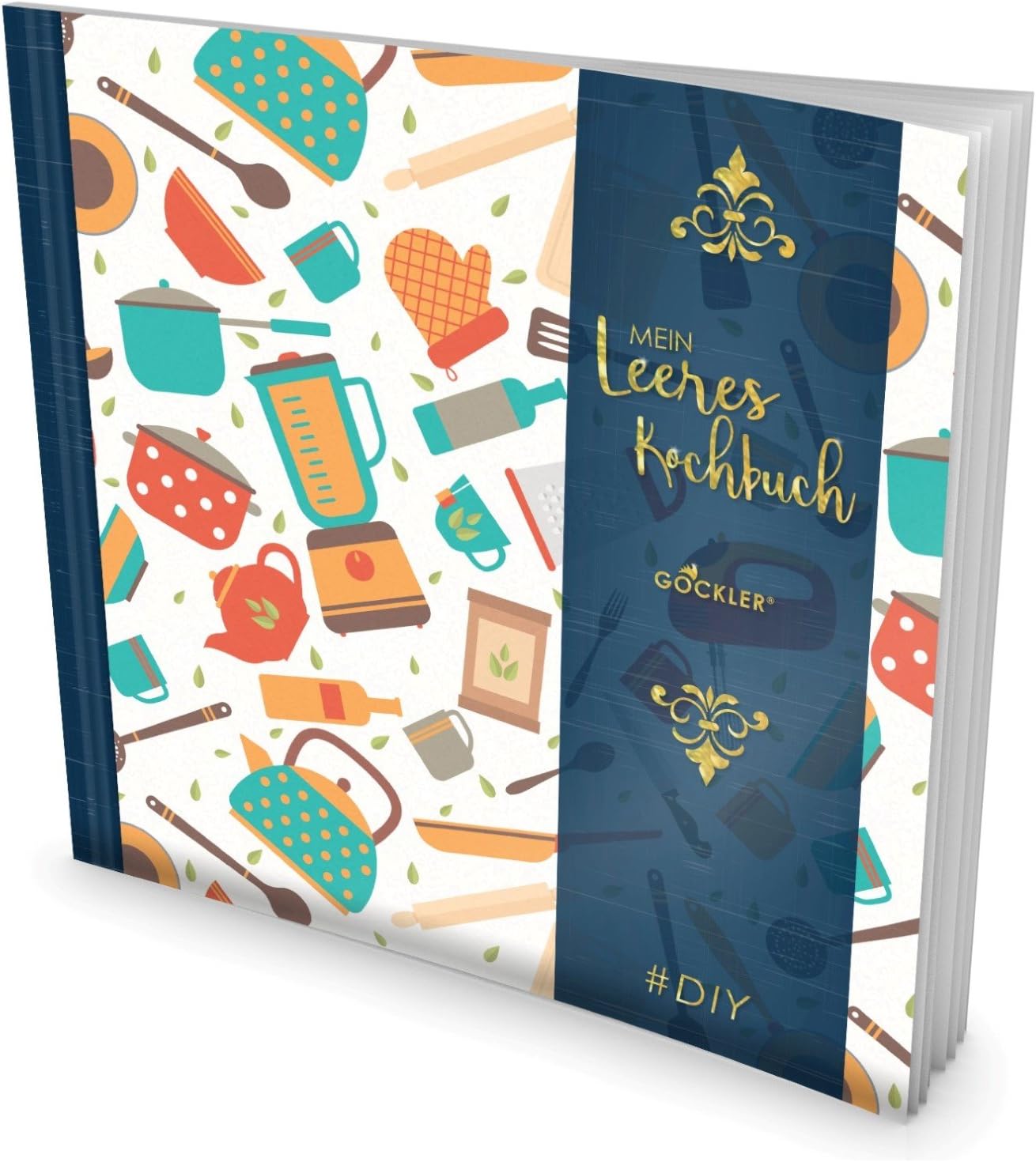 GOCKLER® Leeres Kochbuch: Ein Rezeptbuch zum Selbstgestalten / Selberschreiben • Für 100 Lieblingsrezepte, mit Register uvm. • DesignArt „Bunte Küche“ • Softcover, ca. 21 x 21 cm