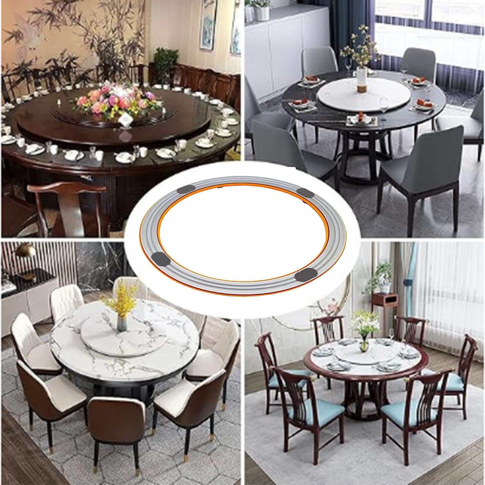 20" Plateau tournant en Alliage Avant, arrière en Plastique, Plateau tournant pour Table à Manger Heavy Duty Swivel 360° (Alloy Orange, 50cm/20in)