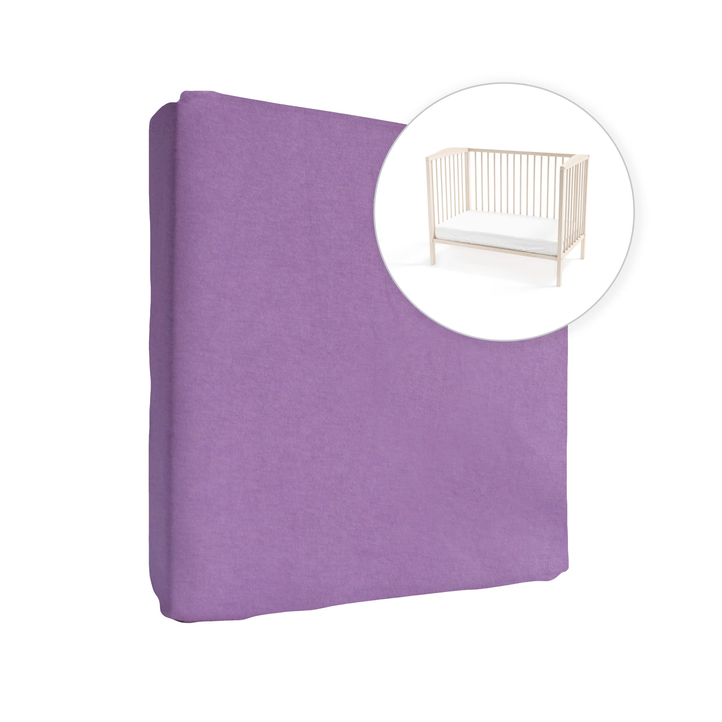 Jersey 100% Cotton Fitted Sheet for 90 x 55 cm Baby Bedside Crib Mattress (Cream) — view 37