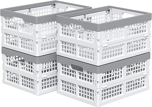 Miniatura 8 de Paquete de 4 cajas plegables de plástico de 30 L, contenedores de almacenamiento apilables