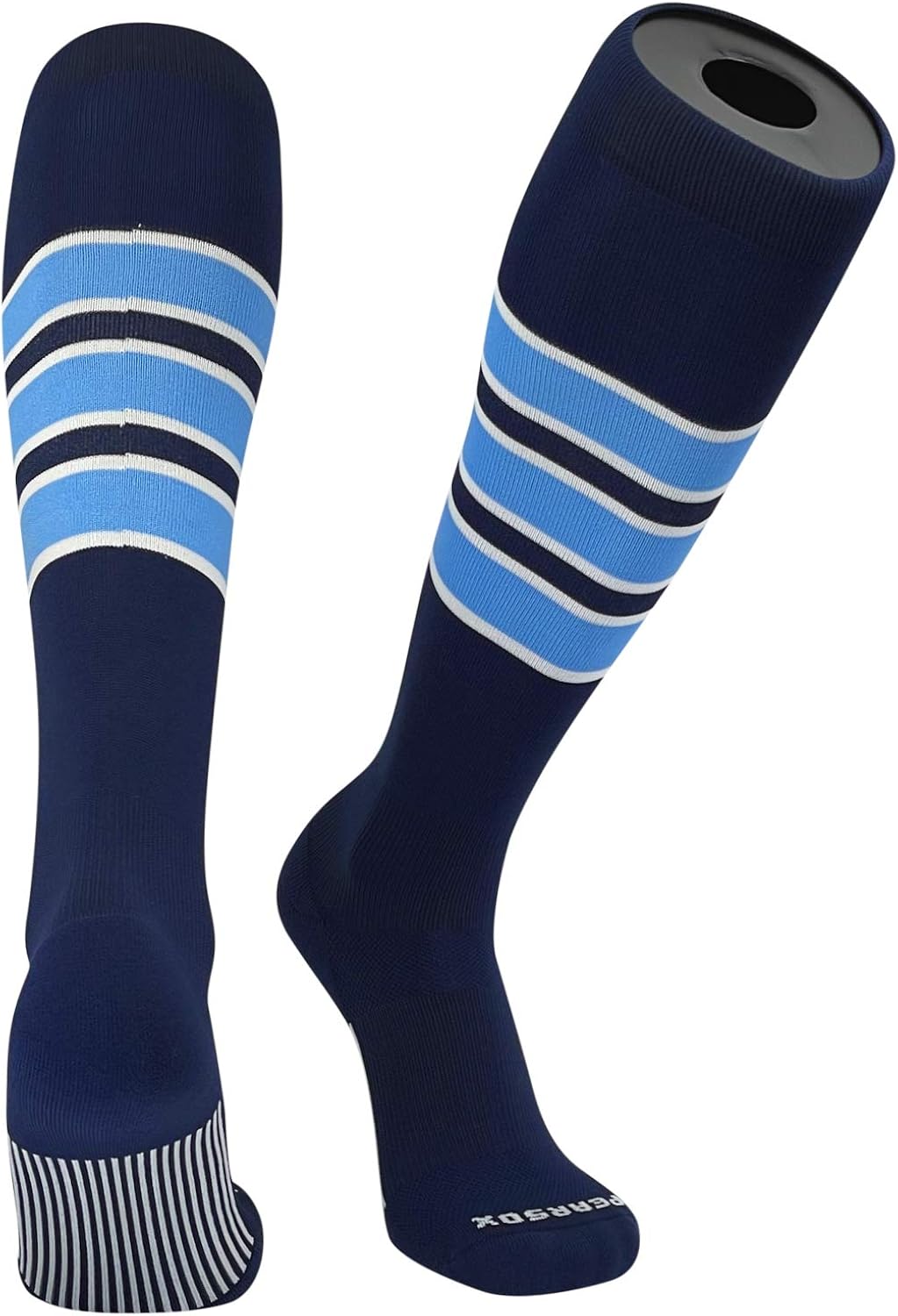 PEARSOX Slugger Baseball Navy White Sky Blue Knee high Socks (S) at