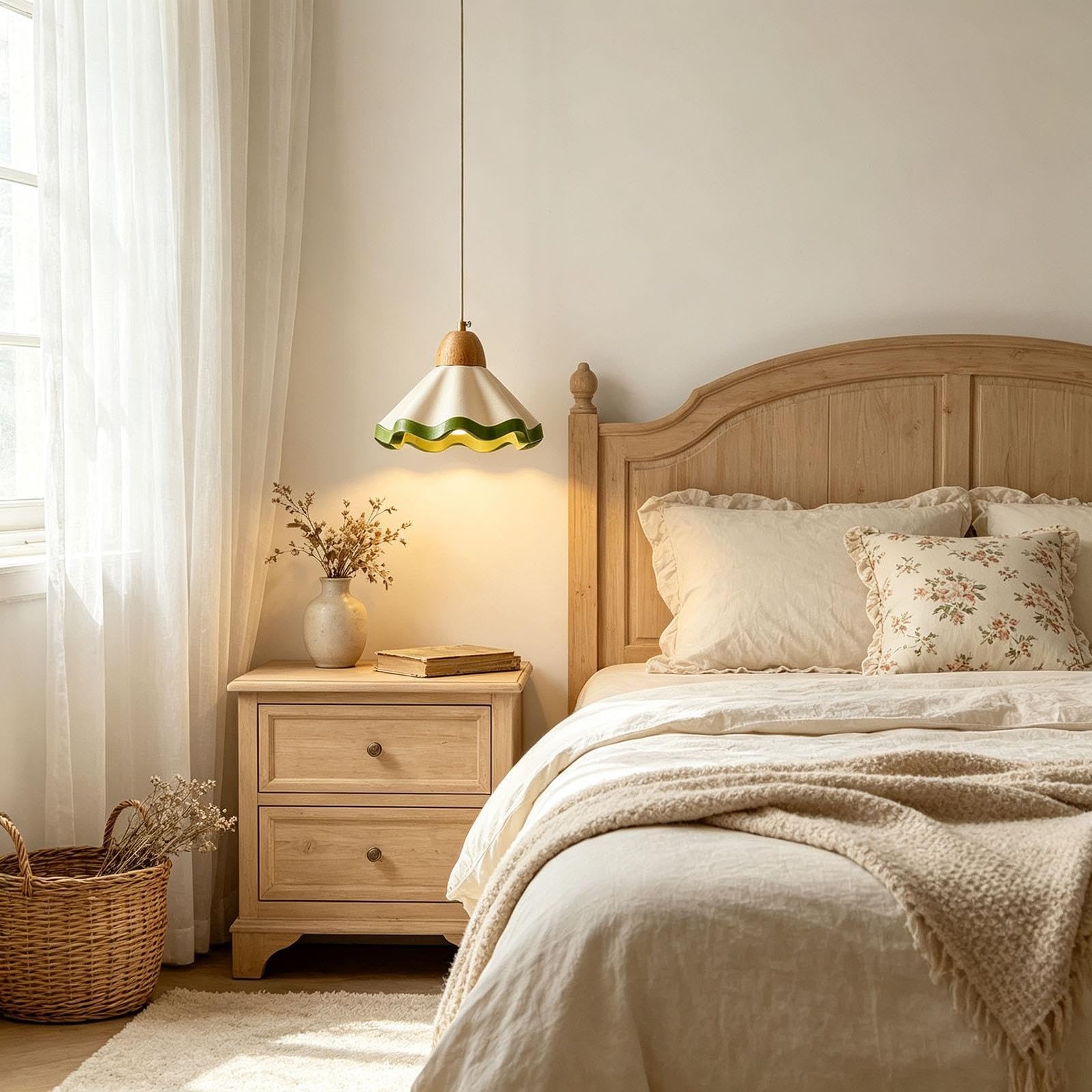 Lampada a sospensione con paralume in resina verde Wave Edge