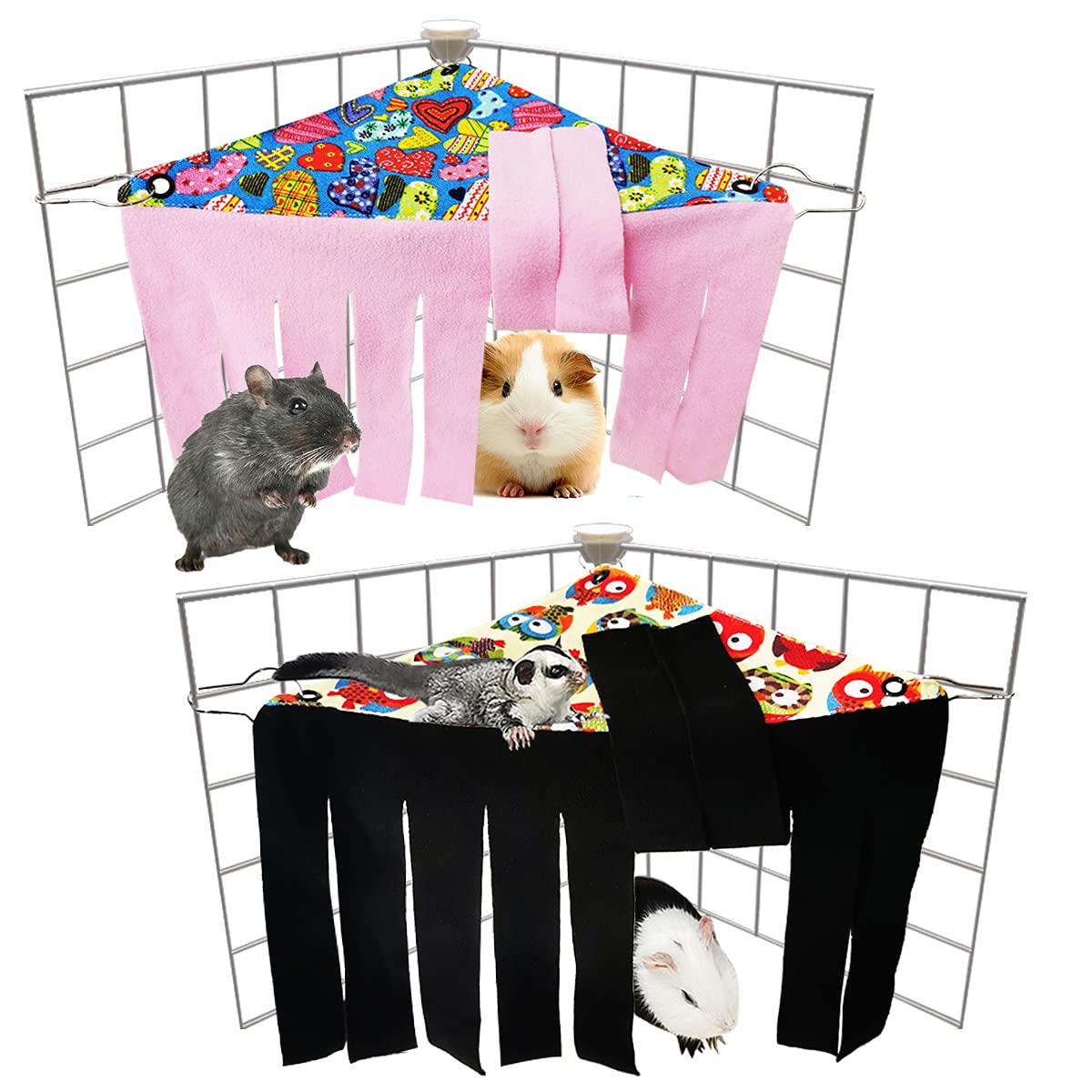 2 Pieces Guinea Pig Hideout Rat Corner Hideaway Peekaboo Toys Cage Accessories Hidden Habitat Tent Toys for Ferrets Chinchillas Sugar Glider Small Pet