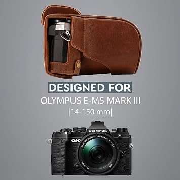 Megagear MG1863 Ever Ready Genuine Leather Camera Case Compatible With Olympus Om-D E-M5 Mark I - Brown
