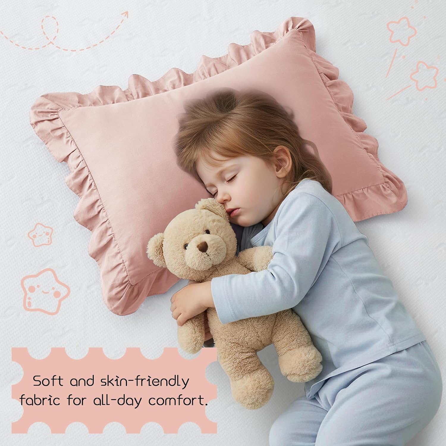 KKJIAF Cotton Toddler Pillowcase 13"x18" Set of 2, Pink & Purple image 2
