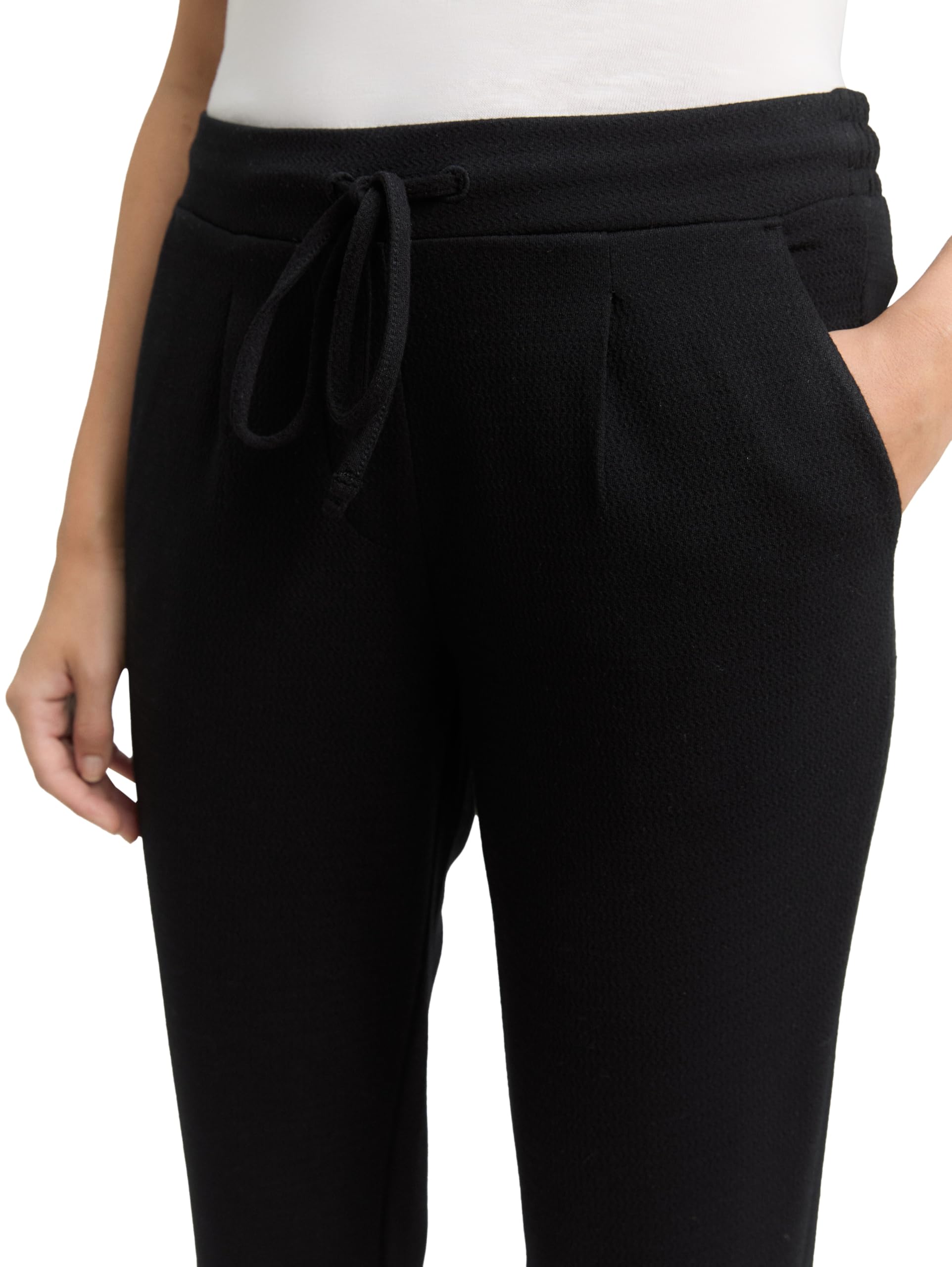 TOM TAILOR Damen Loose Slim Jacquard Hose mit Kordelzug