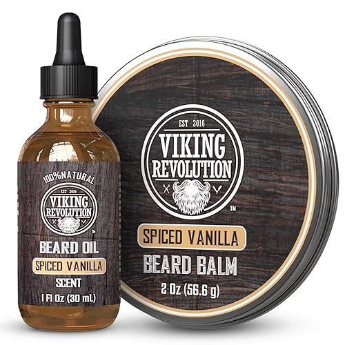 Vista 67 de Viking Revolution Aceite de cedro y pino para barba para hombres, suavizante natural de argán y jojoba, acondicionador para fortalecer e hidratar