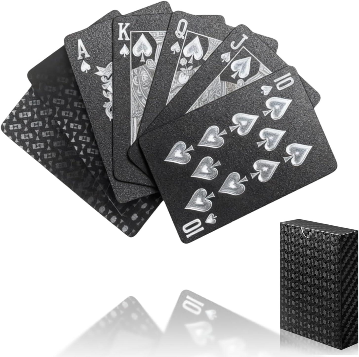 Premium Black Waterproof Playing Cards, Durable Plastic Poker Deck, HD Texture, Washable Matte Black Cards for Game Night