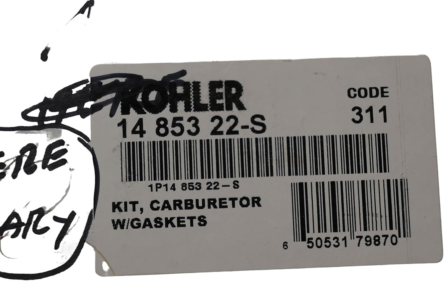 Kohler 14-853-22-S Lawn & Garden Equipment Engine Carburetor Rebuild Kit Genuine Original Equipment Manufacturer (OEM) Part