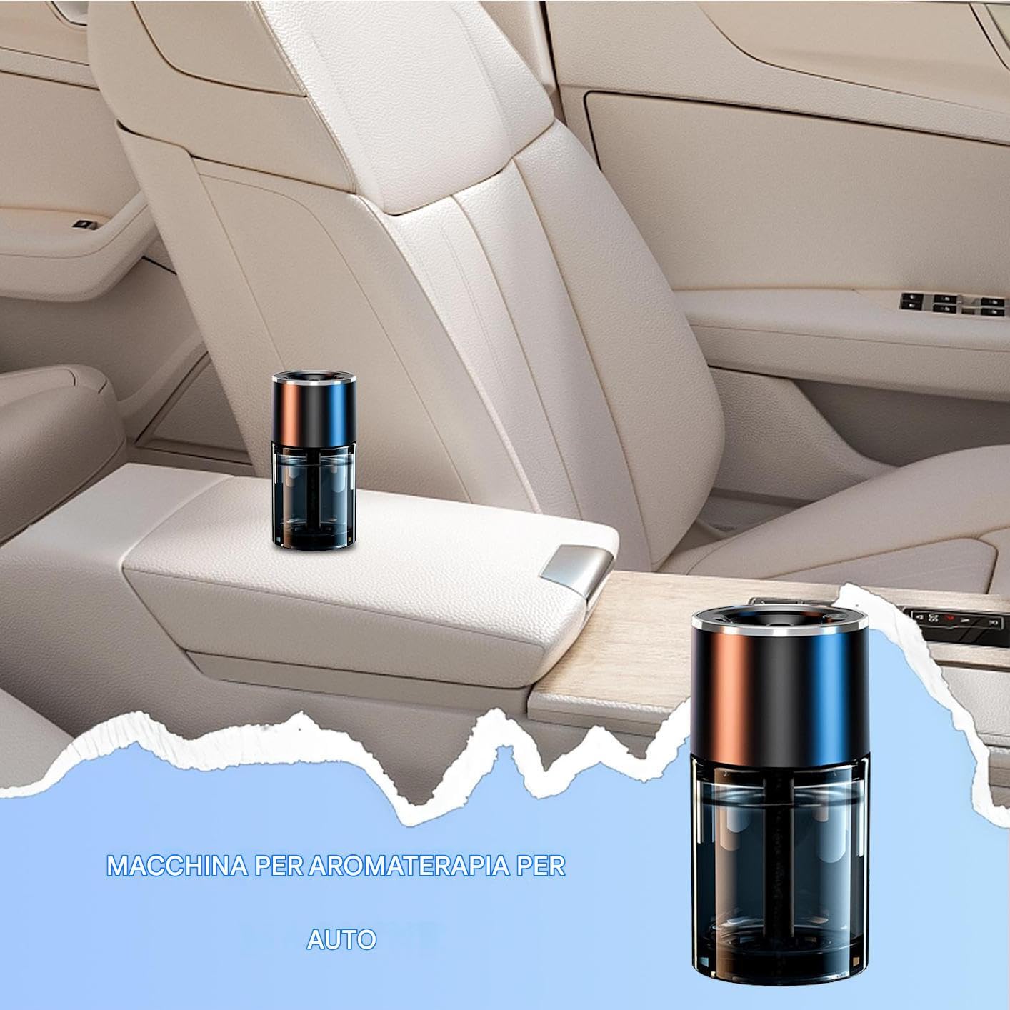 Diffusore Olio Essenziale per Auto Umidificatore terapia Auto con Luce