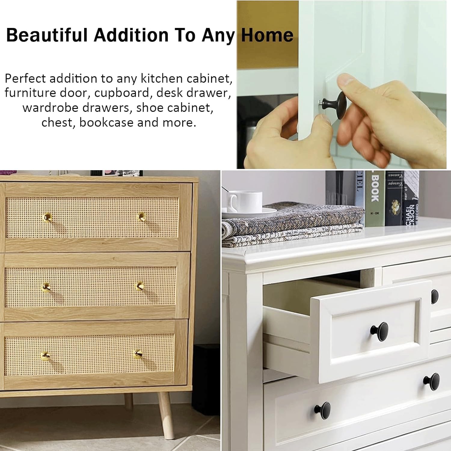 12PCS Cabinet Knobs, Cabinet Pulls Inway Round Drawer Knobs Cabinet Hardware with Screws, for Kitchen Bedroom Furniture, Mirror Polish Gold