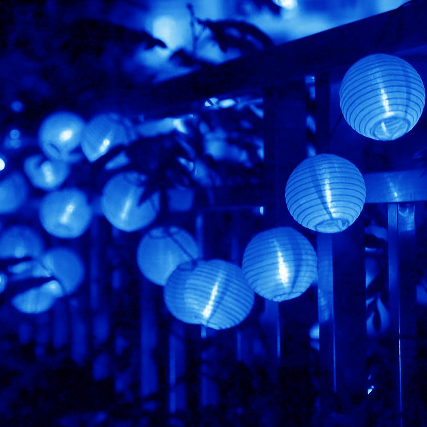 KINGCOO Solar Lantern String Lights, Waterproof 20Led Chinese Lanterns Solar Powered Outdoor Indoor Fairy Decorative Lights for Garden Yard Christmas Wedding Party Decoration(Blue) — image 1