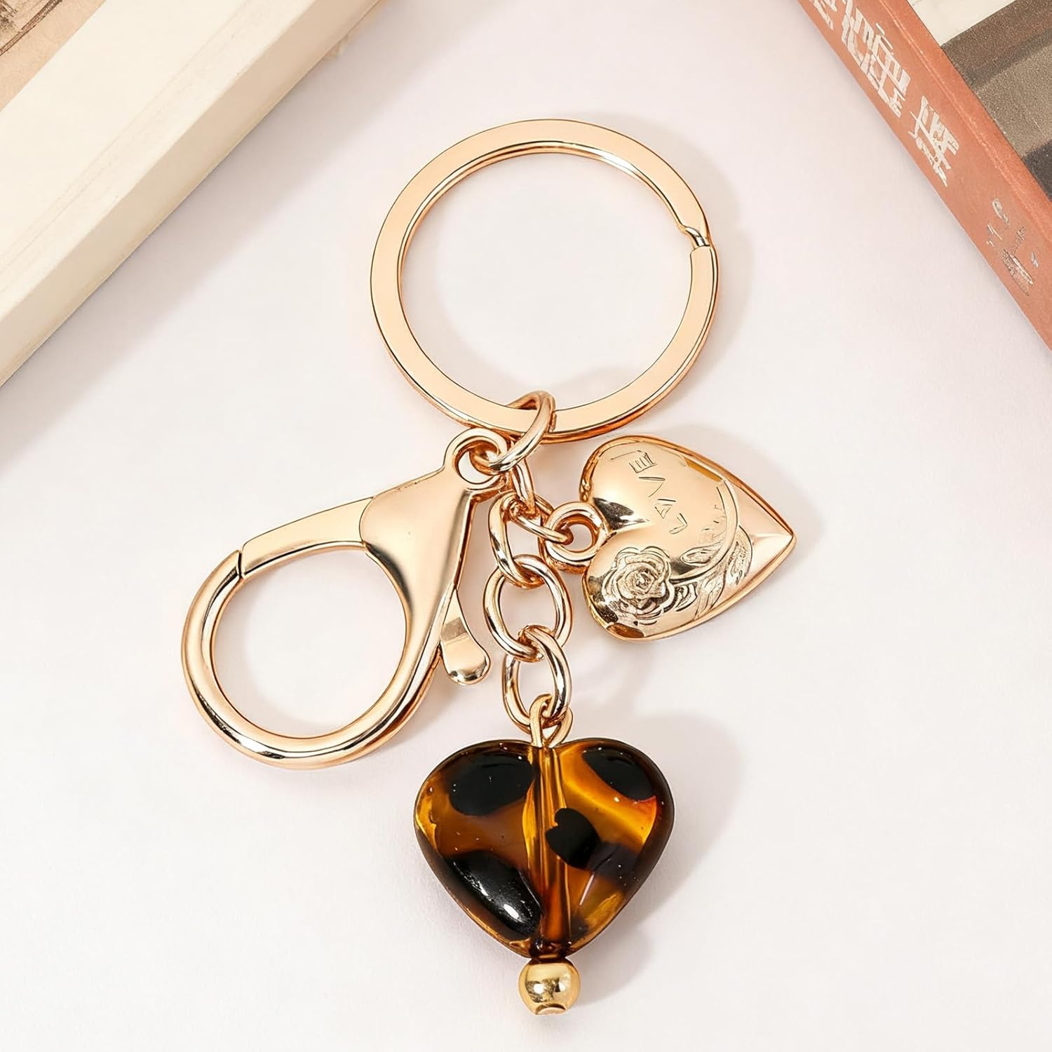 Angyape Leopard Heart Keychain Cute Keychains for Car Keys Accessories Gold Purse Bag Charms for Handbags Gifts for Women - Image 4