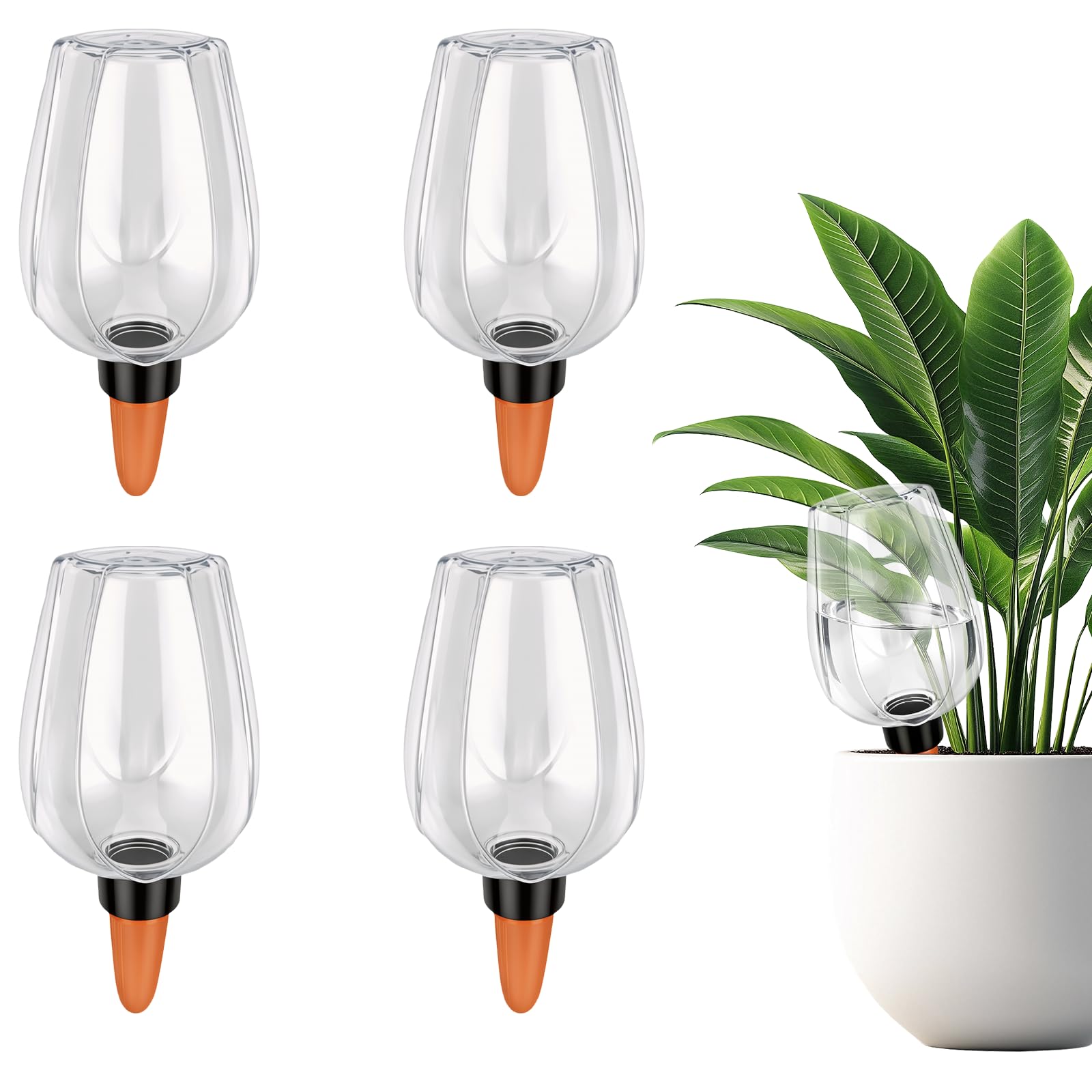 XIANJIA 4PCS Plant Watering Globes with Terracotta Spikes Self Watering Plant Slow Release Control Drip Devices for Indoor Outdoor Vacation (350 ml)