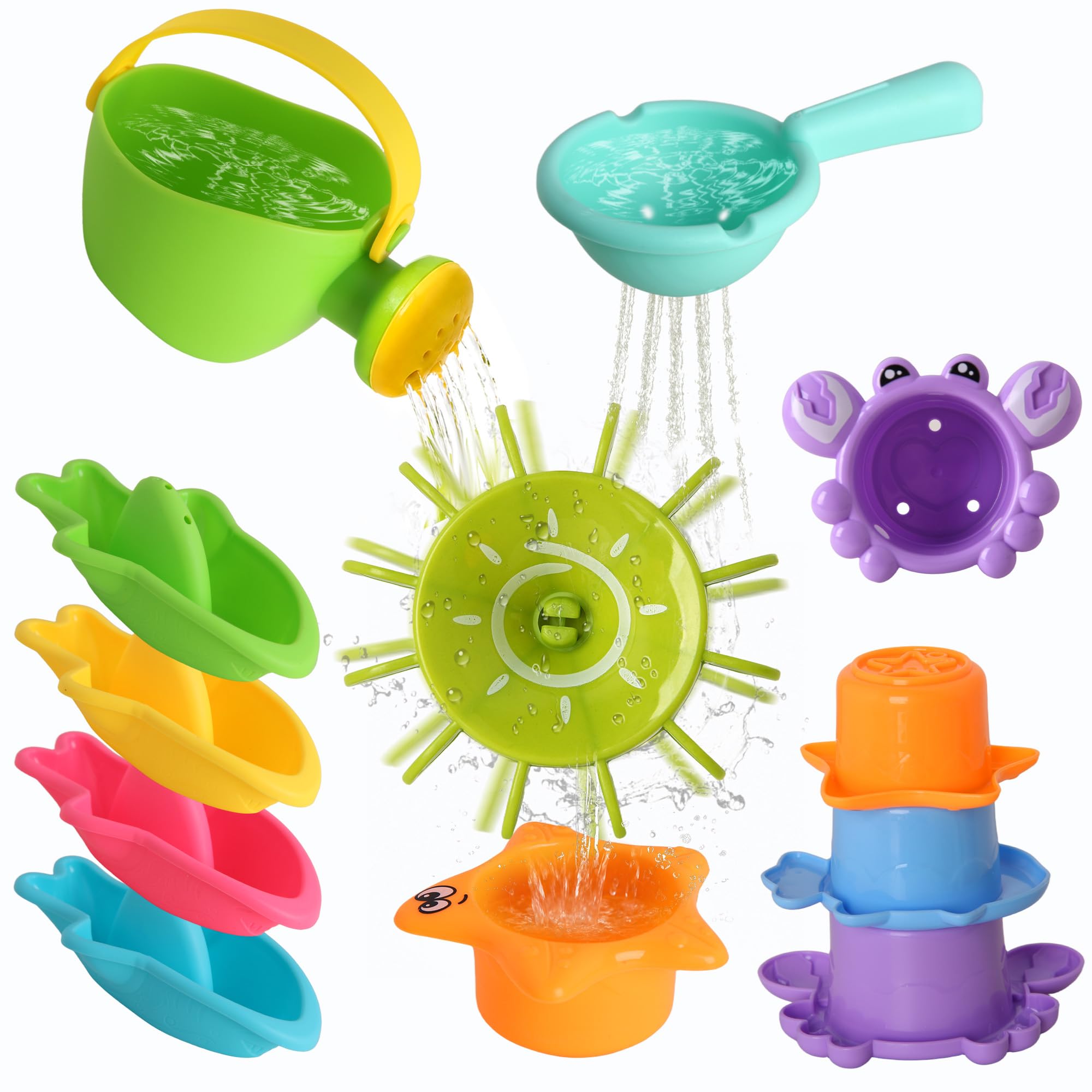 Juvuno Baby Bath Toys, 10PCS Toddler Bath Toys for 1 2 3 4 5 Year Olds