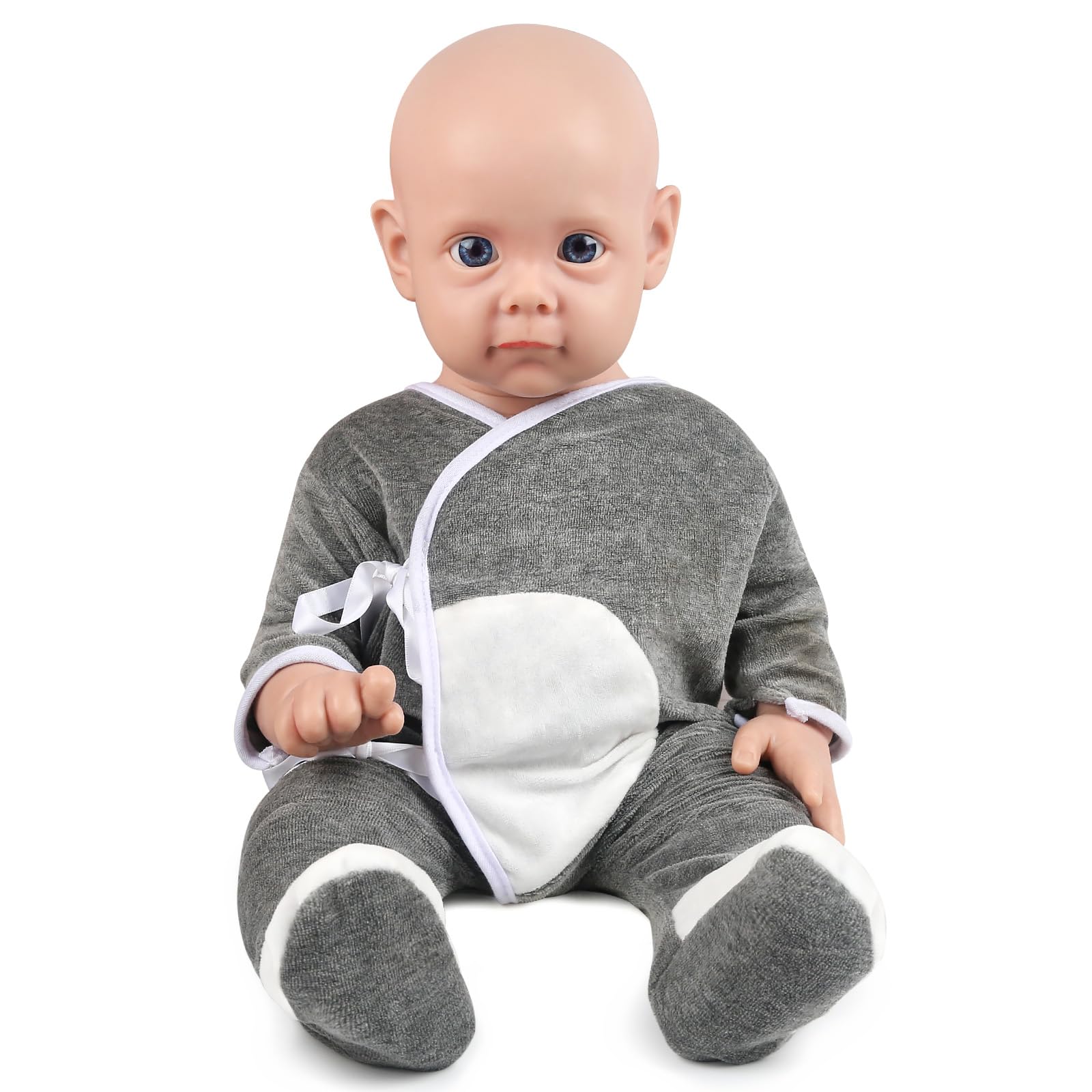 Vollence 21 inch Full Silicone Dolls Boy Anatomically Correct Real Life Baby Dolls with Feed Kit Accessories & Gift Box for Kids 3+ or Reborners Collection - Boy