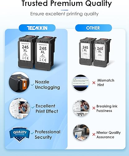 Miniatura 6 de TECKKIN 245XL - Cartucho de tinta negra de alta capacidad para 245XL PG-245 XL compatible con impresora Pixma TS202 TR4520 MG2525 TS3322 TS3320