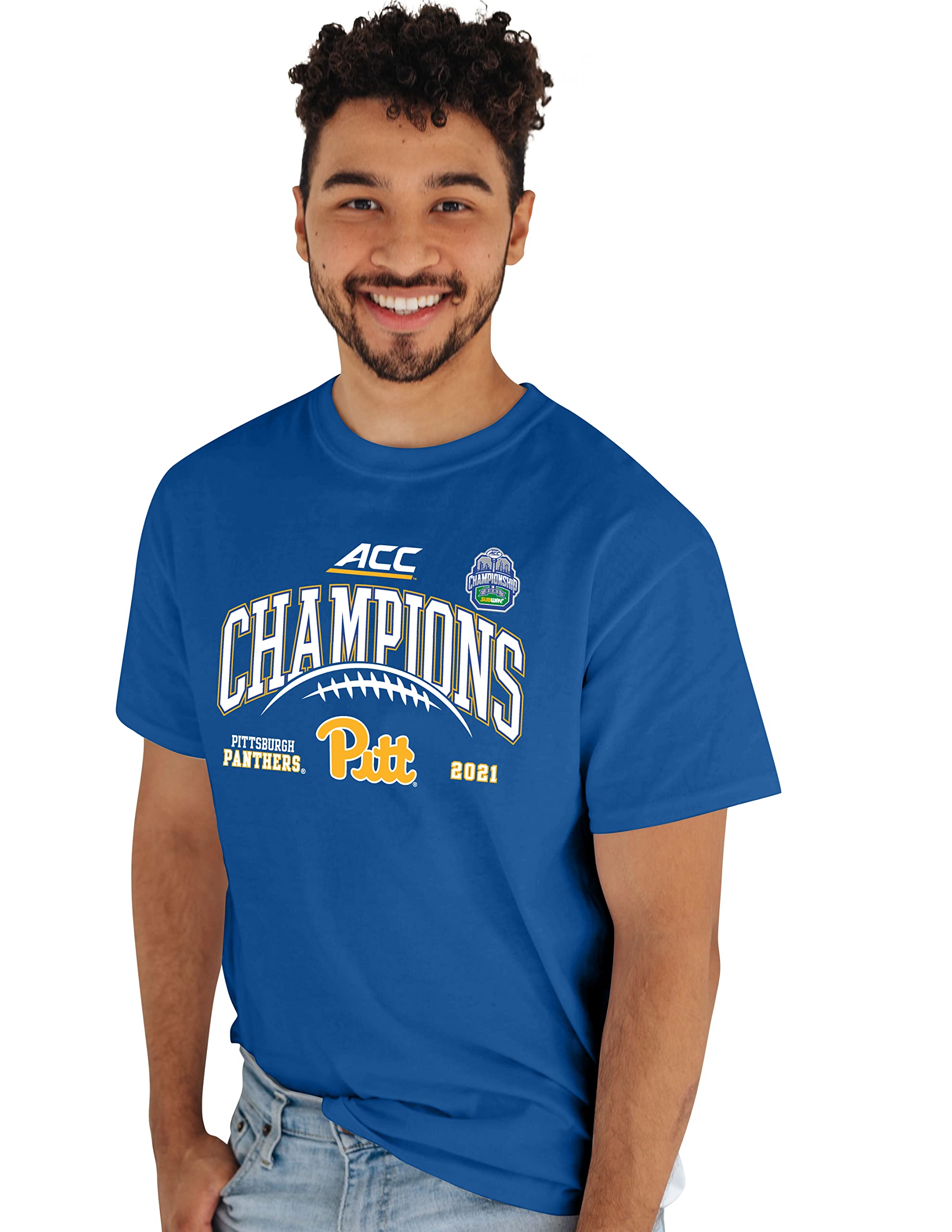 Blue 84mens Ncaa Officially Licensed Pittsburgh Panthers Acc Champs T-shirt 2021 T-Shirt