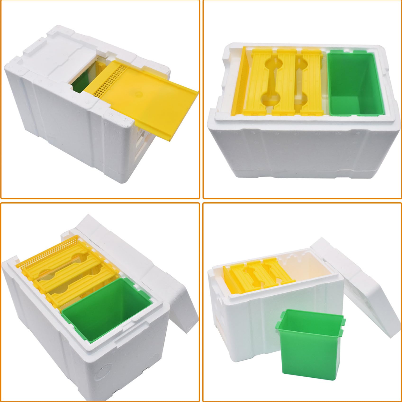 Cassette per api con mangiatoia per acqua, telaio mangiatoia per alveare Mangiatoie per arnie Scatola per alveare a 3 telai con porta a griglia, mini scatola in schiuma per api, forniture