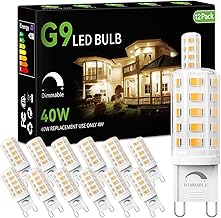 dalattin 12 Pack Dimmable G9 LED Bulb 4W Equivalent 40 Watt, 3000K Warm White, T4 G9 Bi-pin Base Halogen Replacement, G9 Socket Light Bulb for Chandelier Wall Sconce, 450LM, 120V