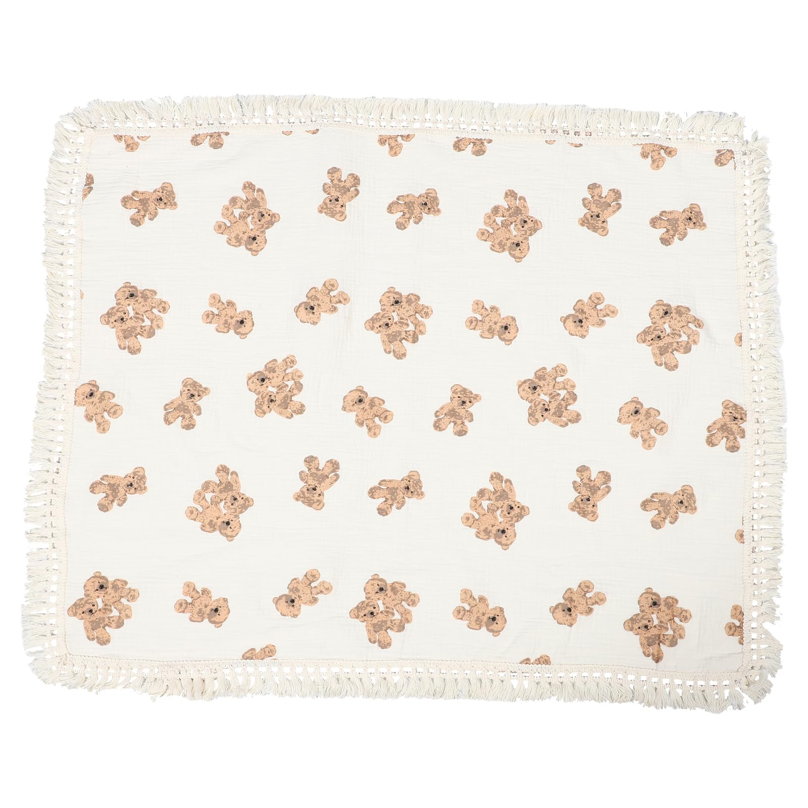 Couverture bébé en coton doux double épaisseur de qualité supérieure avec franges à pompons