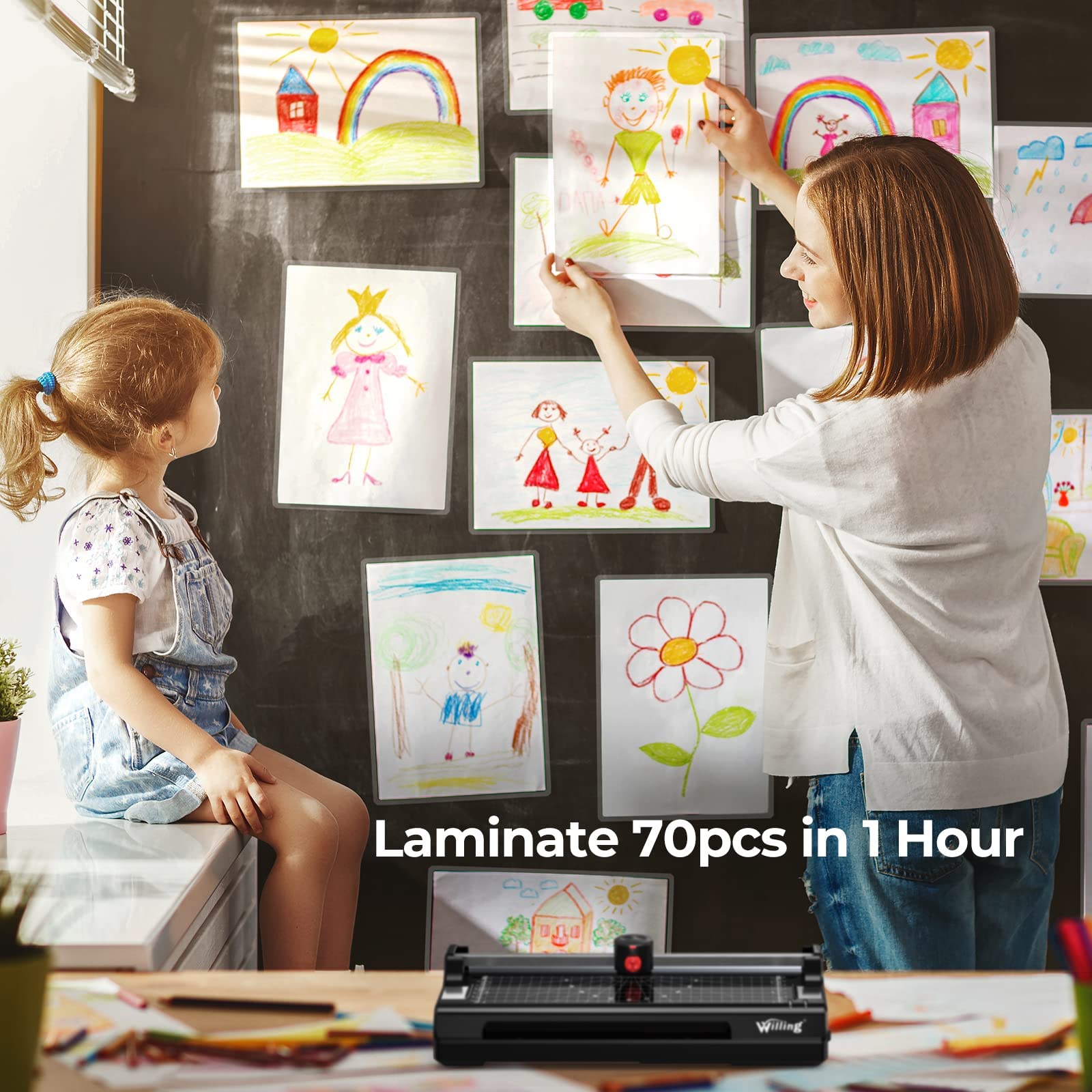 Laminator Machine, Willing A4 Laminator with 20 Laminating Pouches A4