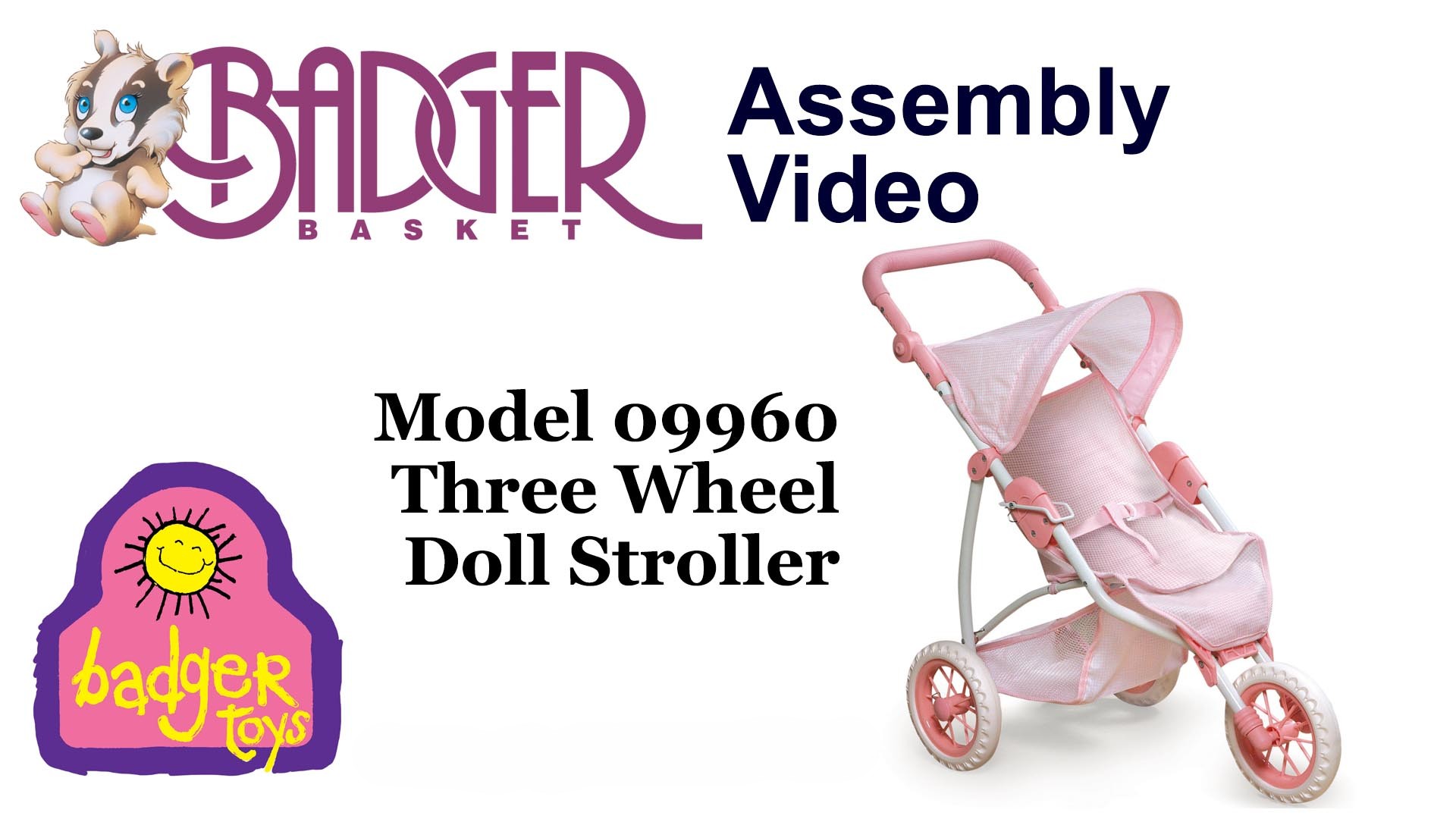 Badger Basket Foldable Jogging Style Doll Stroller - Adjustable Handle, Canopy, Straps & Basket - Fits 18-22