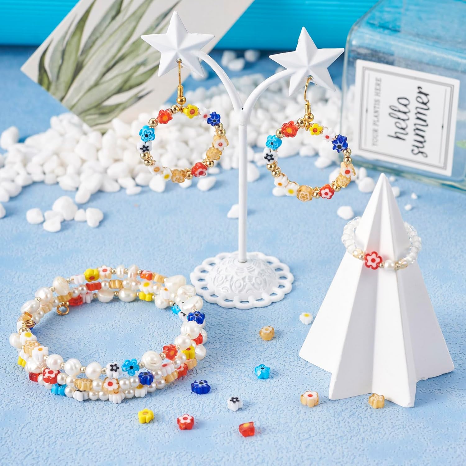 360 Pcs Millefiori Lampwork Glass Beads Glass Flower Beads 3-5mm Flat Round Glass Smooth Loose Spacer Bead 12 Colors for Christmas Necklace Bracelet Earring Jewelry Making - Image 3