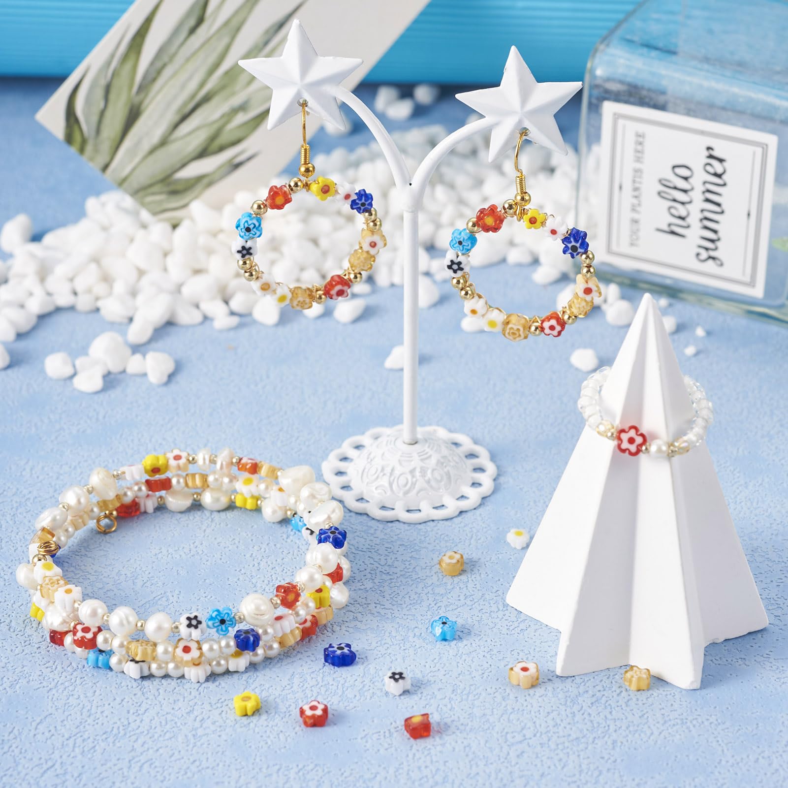 Crafans 360Pcs Millefiori Lampwork Bead Strands 12 Colors Flower Candy Beads Plumeria Flower Lovely Spacer Beads Bulk for DIY Bracelet Necklace Jewelry Making - Image 2
