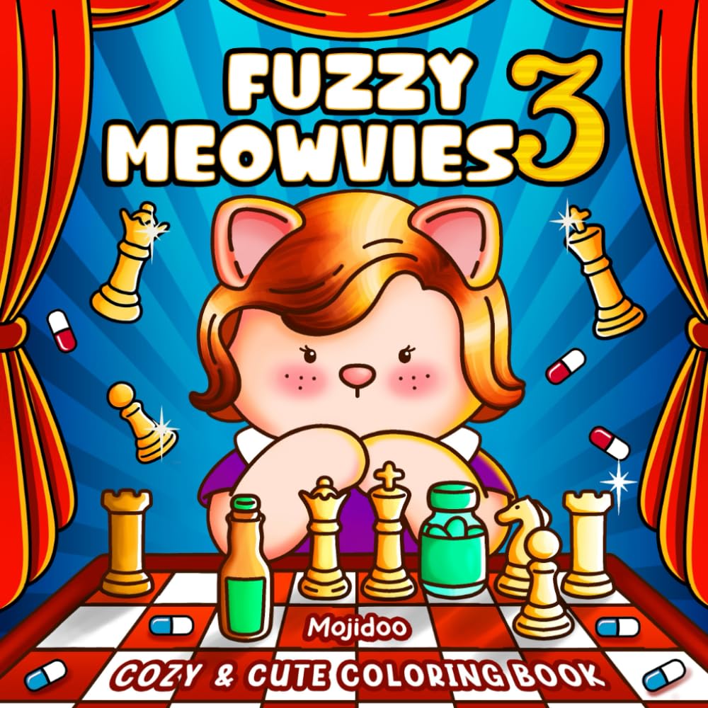 Fuzzy Meowvies 3: Cozy and Cute Coloring Book for Adults & Teens Featuring Comfy Cat Friends in TV Series-Inspired Scenes (Meowvies Coloring)