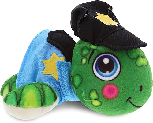 DolliBu Peluche de oficial de policía de tortuga marina, disfraz de policía de tortuga marina con lindo uniforme de policía y traje de gorra, regalo