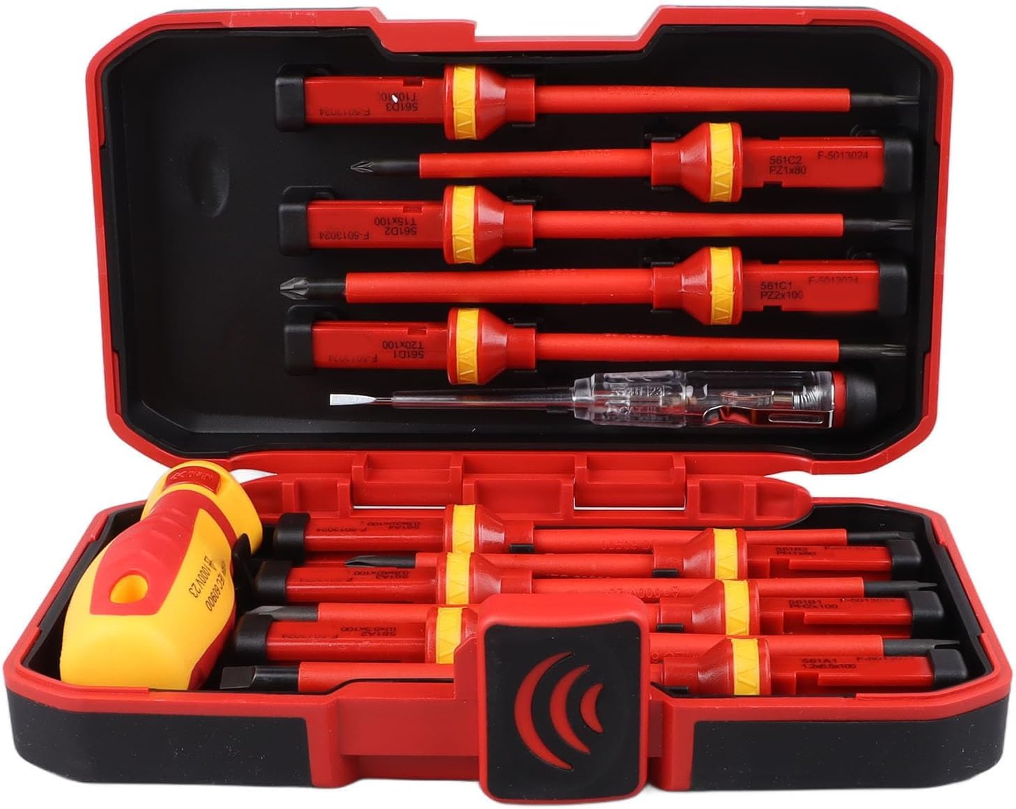 Mr.gadget's Solutions Red 13Pcs Insulated Magnetic Screwdriver 1000V Vde Certified Tool Kit With Interchangeable Bits & Safety Case For Repair & Maintenance For Diy & Professional Use
