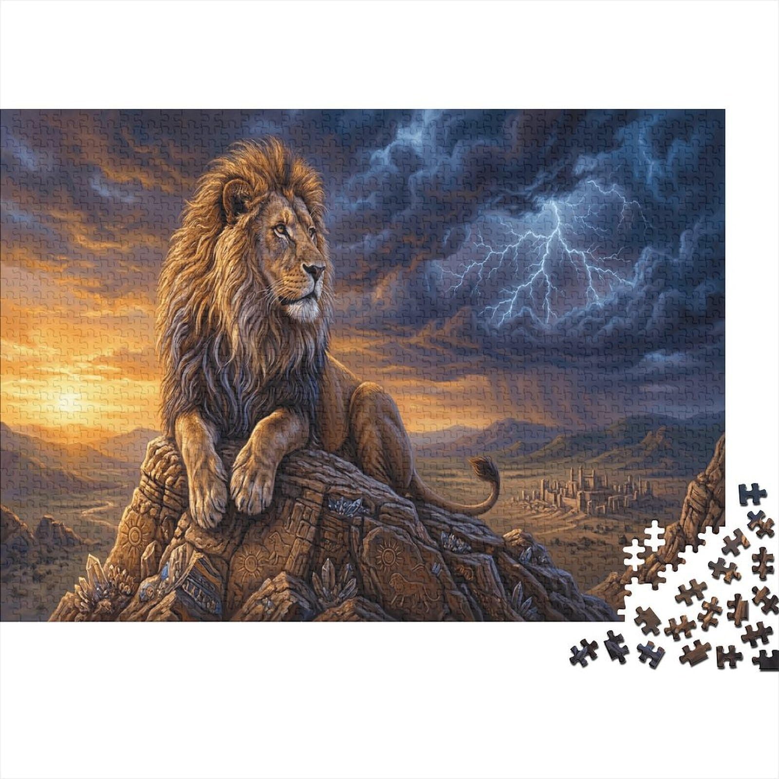 Lion Classic 1000 Pc Rigid Cardboard Jigsaw African Savannah for Seniors Leisure Time Rainy Day Fun Must-Have Puzzle Lovers 52x38cm/1000pcs