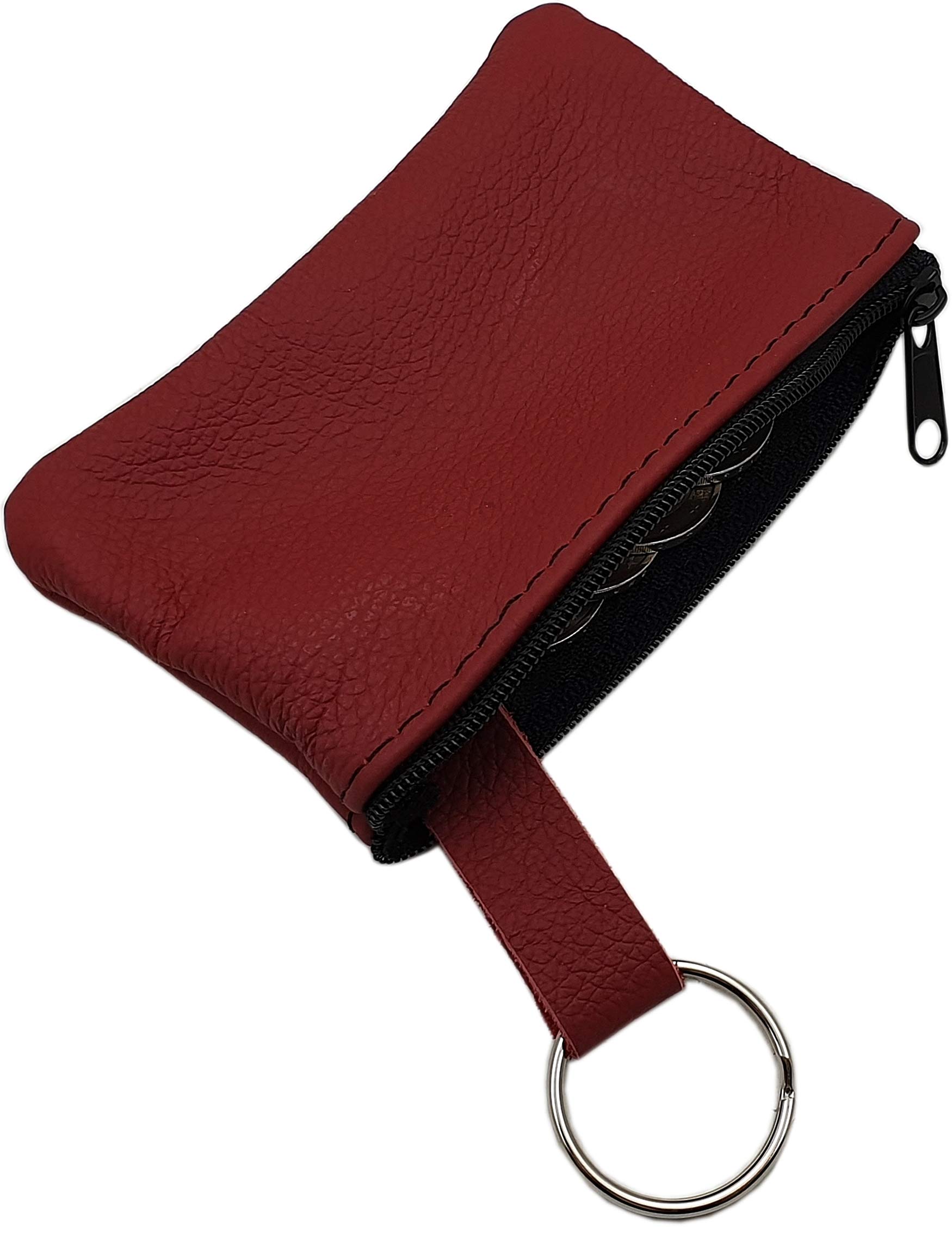 myledershop Cuero Estuches de Llave 1 Compartimento Made in UE en Negro o Rojo (Rojo)