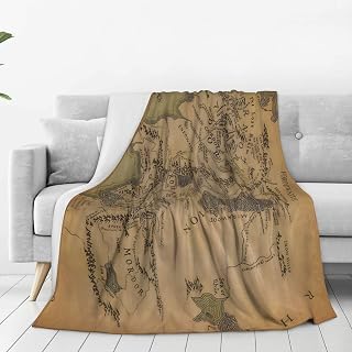 Vintage Middle Earth Map Blanket Warm Throw Blanket Soft Flannel Blankets 80"X60"