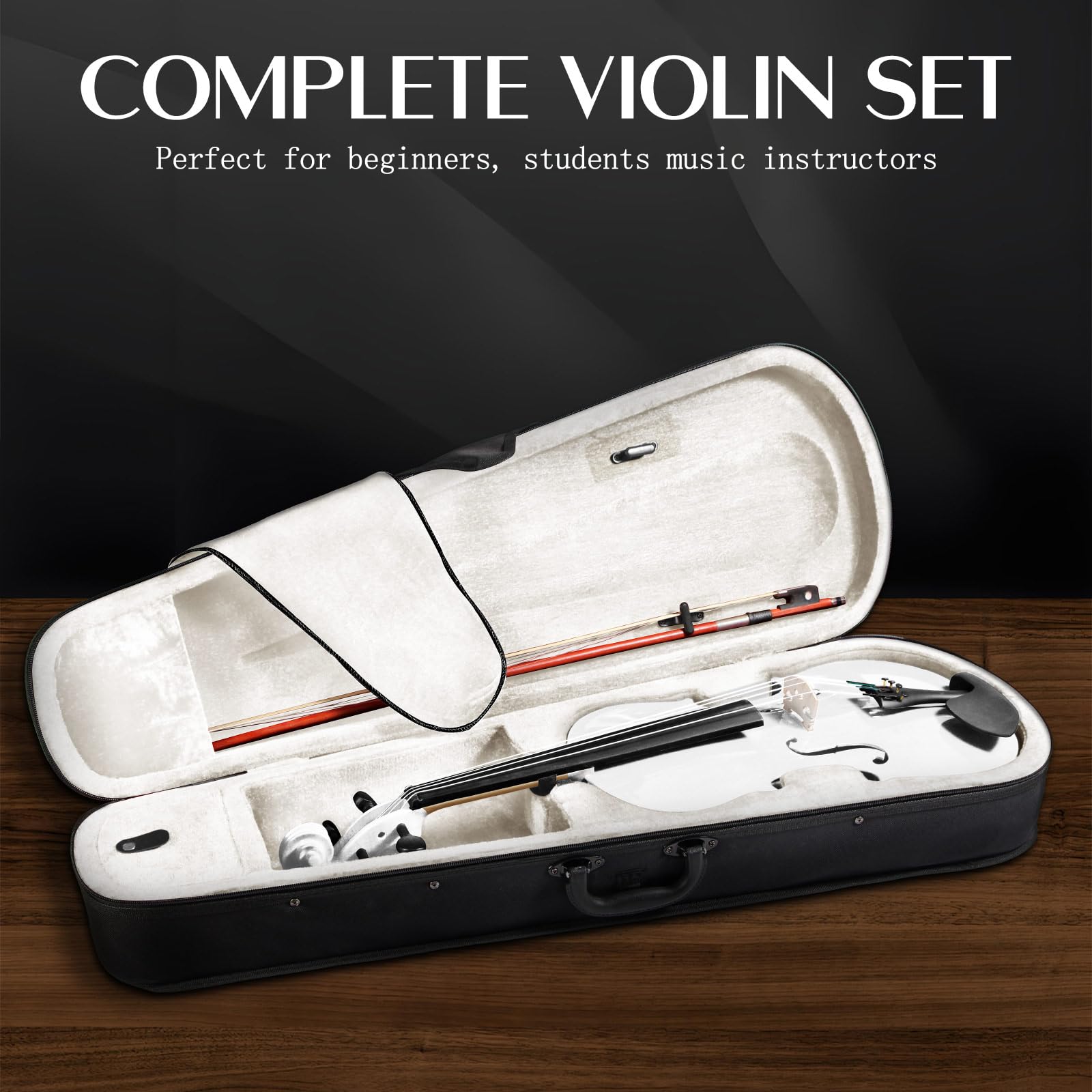 Juego de viola acústica de 16 pulgadas, violín para principiantes, viola de madera maciza barnizada hecha a mano para adultos, estudiantes, instrumento musical con funda, arco, colofonia,