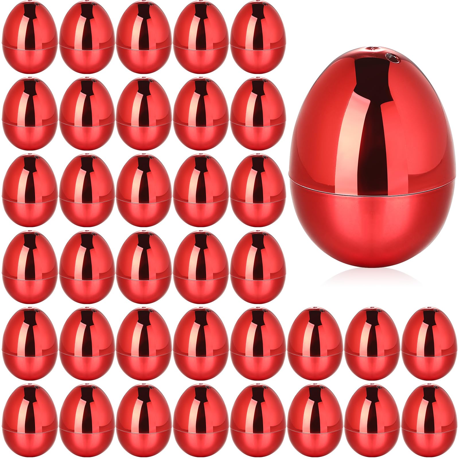 36 Pcs Fillable Easter Eggs 2.36 Inch Easter Eggs with Hinge Plastic Empty Eggs for Easter Egg Hunt Basket Stuffers Easter Theme Decorations (Red)