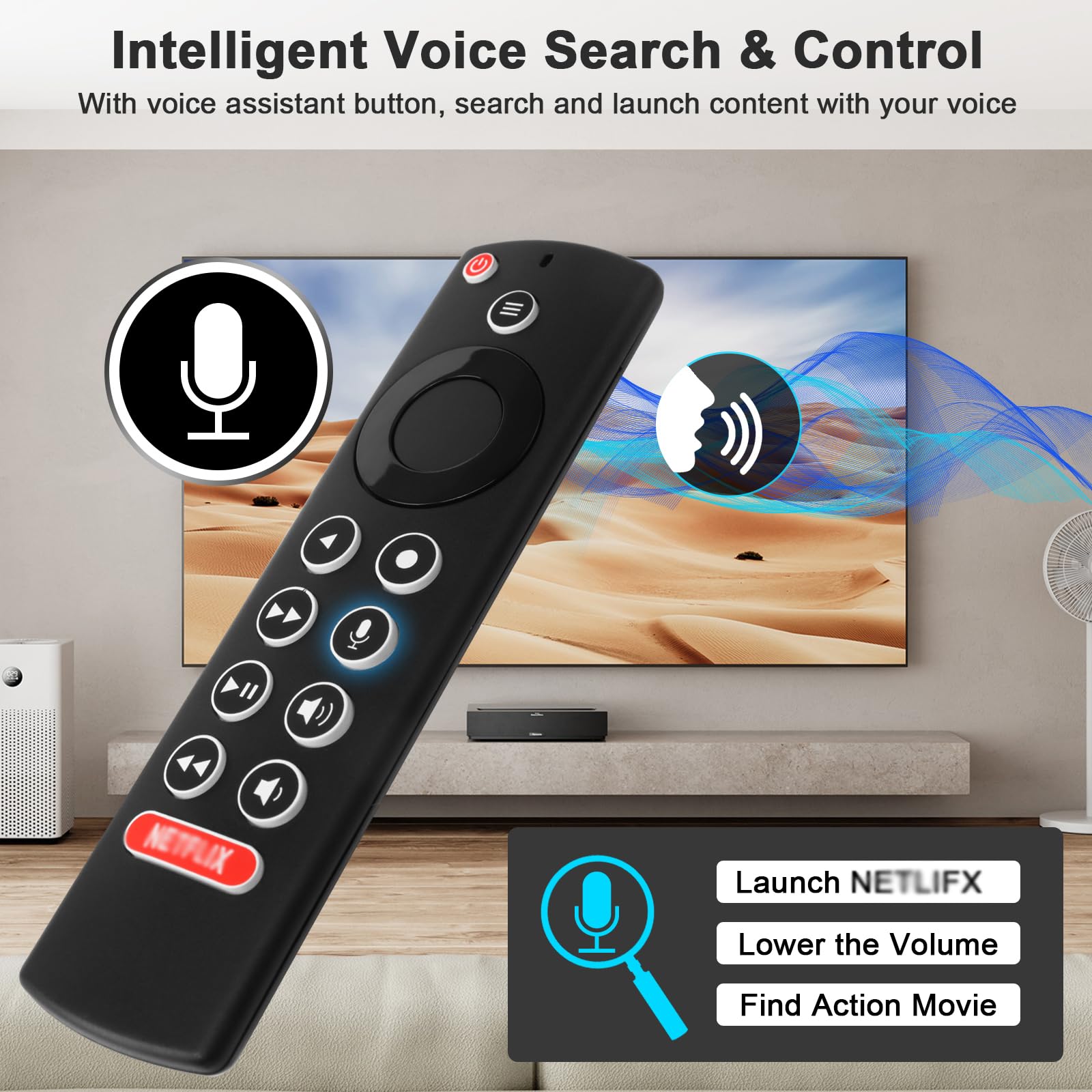 P3700 Replacement Bluetooth Voice Remote For Nvidia Shield TV (2015, 2017, 2019 Models) - With Microphone