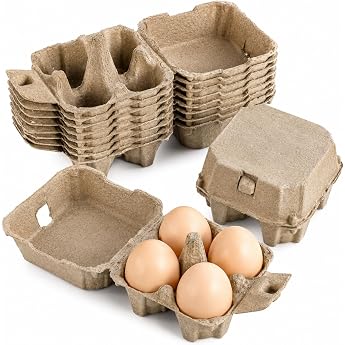 10 St ck Eierkartons Biologisch abbaubare Eierkartons f r je 4 Eier- Stapelbar und Wiederverwendbar Ideal f r K hlschrank Transport Camping und K chenlagerung