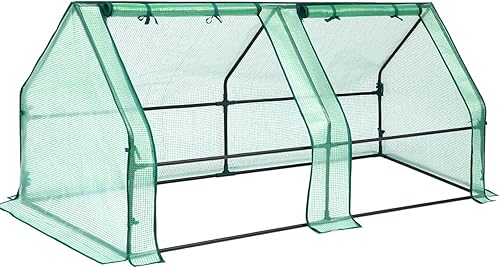 Ohuhu Mini invernadero portátil, invernaderos de 71 x 36 x 36 pulgadas para exteriores con puertas dobles grandes con cremallera y estacas de